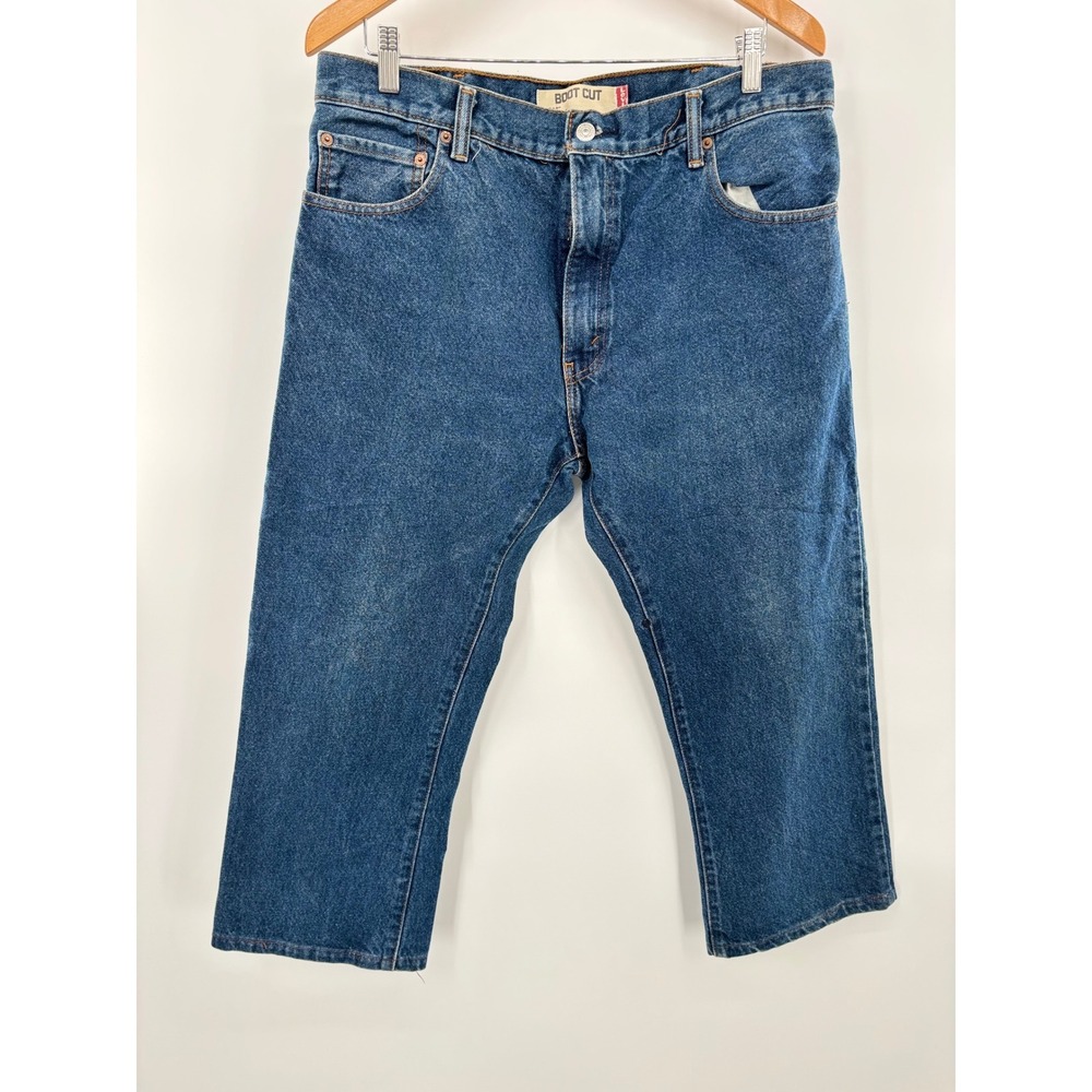 Levis 517‎ Mens Bootcut Jeans Distressed Clean Indigo Blue Denim(Measures 36x24)
